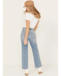 Cleo + Wolf Women's Medium Wash High Rise Slim Straight Ankle Jeans