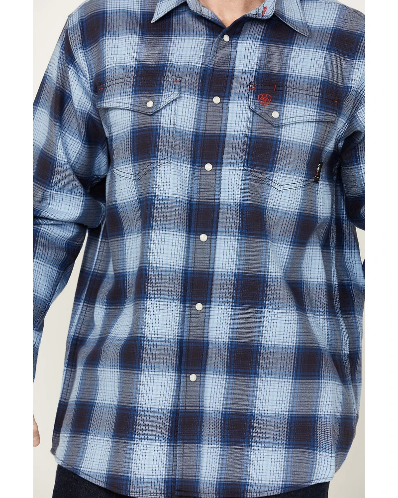 Ariat Men's FR Bighorn Plaid Print Long Sleeve Snap Work Shirt