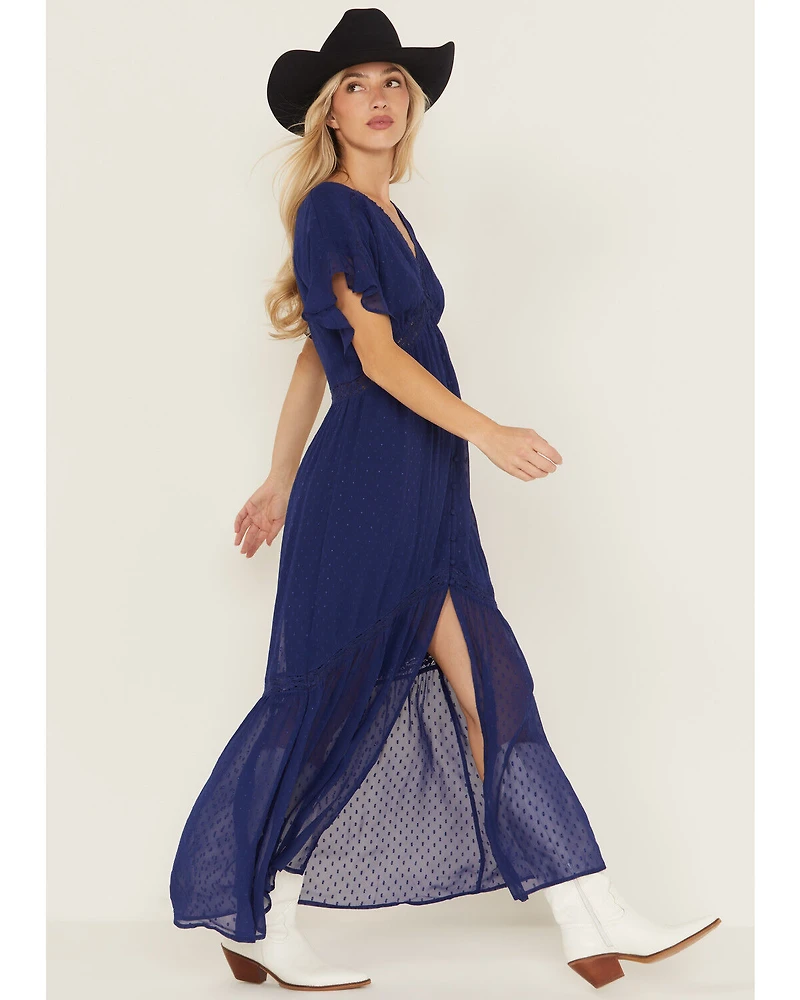 Shyanne Women's Lace Inset High-Low Maxi Dress