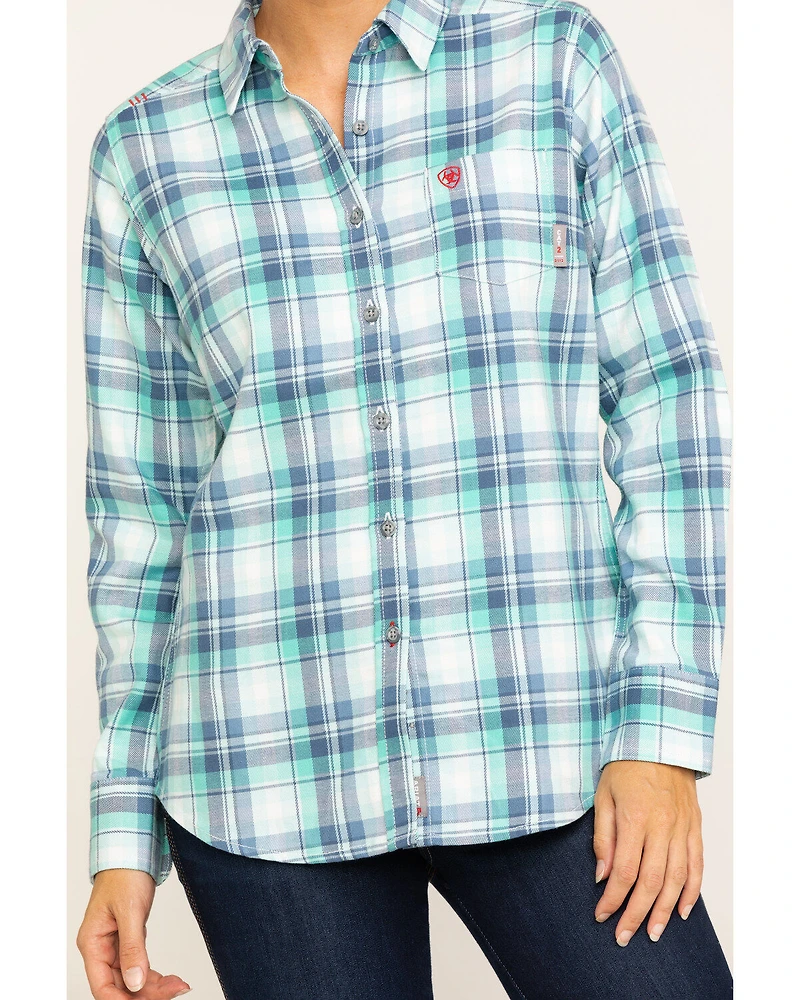 Ariat Women's Boot Barn Exclusive FR Gisela Plaid Print Long Sleeve Work Shirt