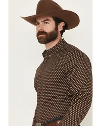 Cody James Men's Sebastian Geo Print Long Sleeve Button-Down Stretch Western Shirt