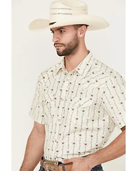Gibson Trading Co Men's Flower Field Floral Stripe Short Sleeve Snap Stretch Western Shirt