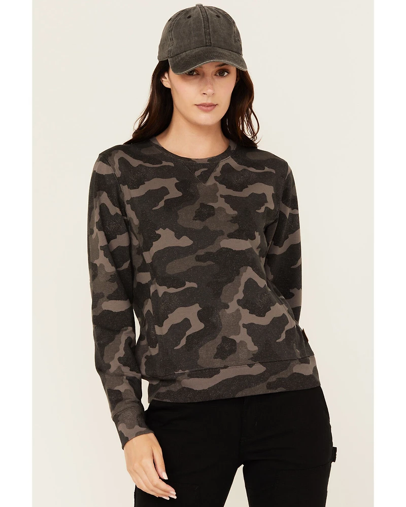 Lucky Brand Workwear Women's Camo Print French Terry Crewneck Sweatshirt