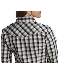 Roper Women's Plaid Print Long Sleeve Snap Western Shirt