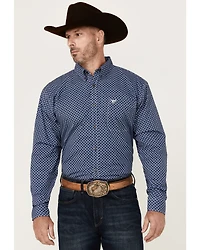 Cowboy Hardware Men's Cross Floral Print Long Sleeve Button-Down Stretch Western Shirt