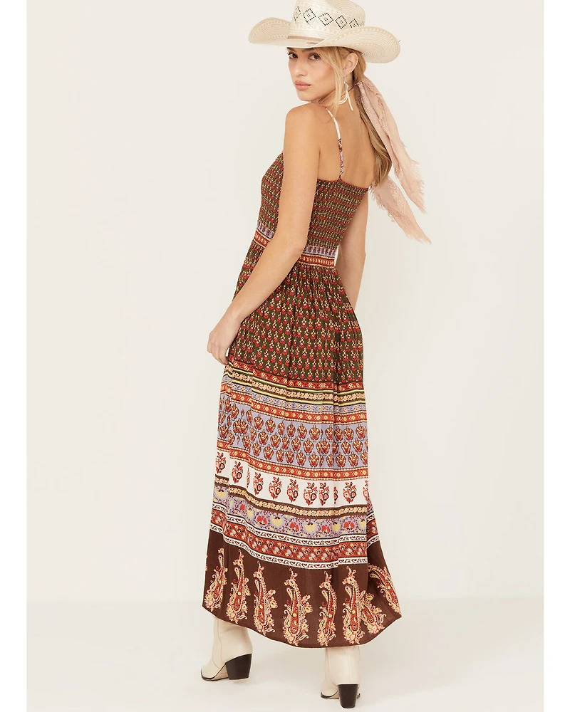 Shyanne Women's Border Print Smocked Maxi Dress