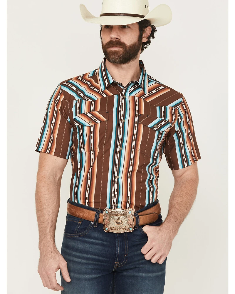 RANK 45® Men's Sierra Peak Striped Short Sleeve Snap Performance Western Shirt
