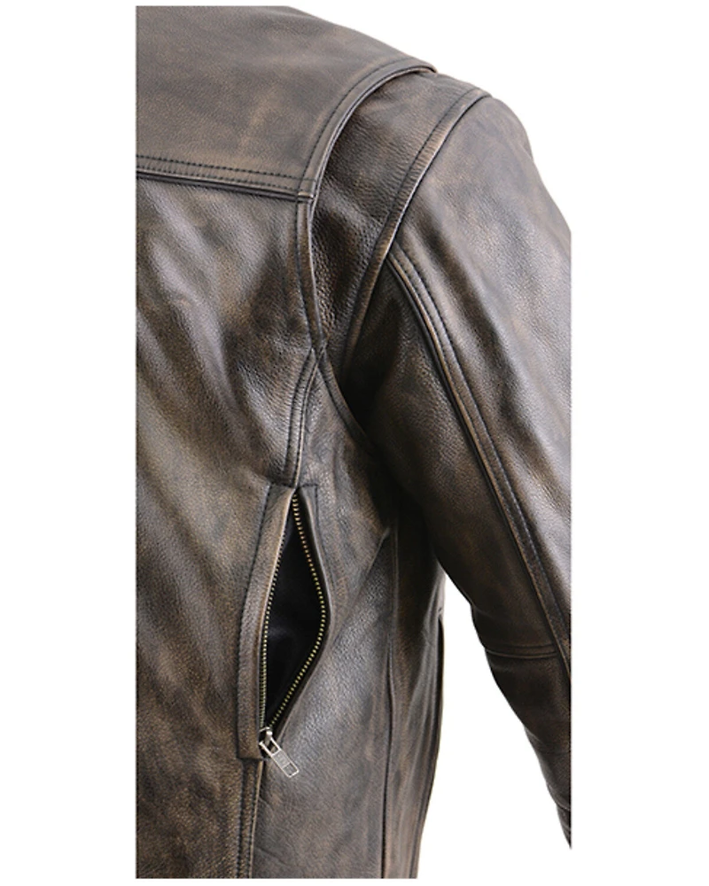 Milwaukee Leather Men's Distressed Concealed Carry Motorcycle Jacket