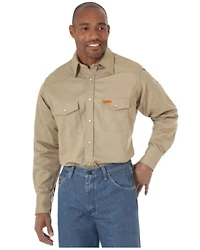 Wrangler Men's FR Long Sleeve Pearl Snap Work Shirt - Tall