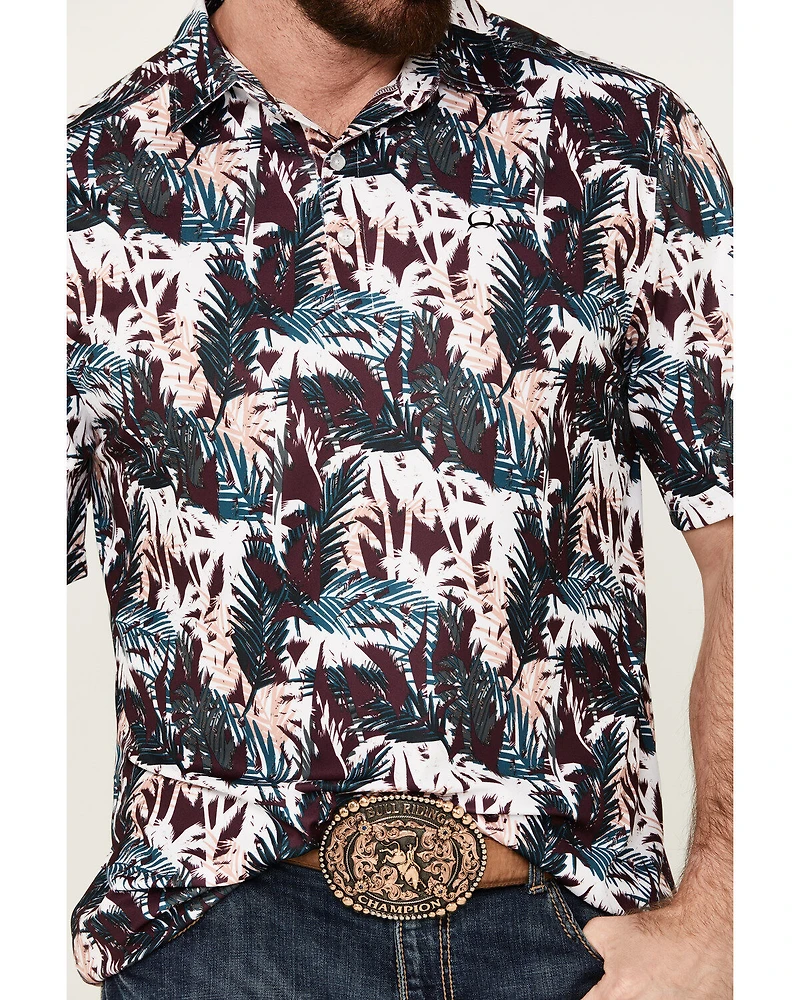 Cinch Men's ARENAFLEX® Palm Leaf Print Short Sleeve Performance Polo