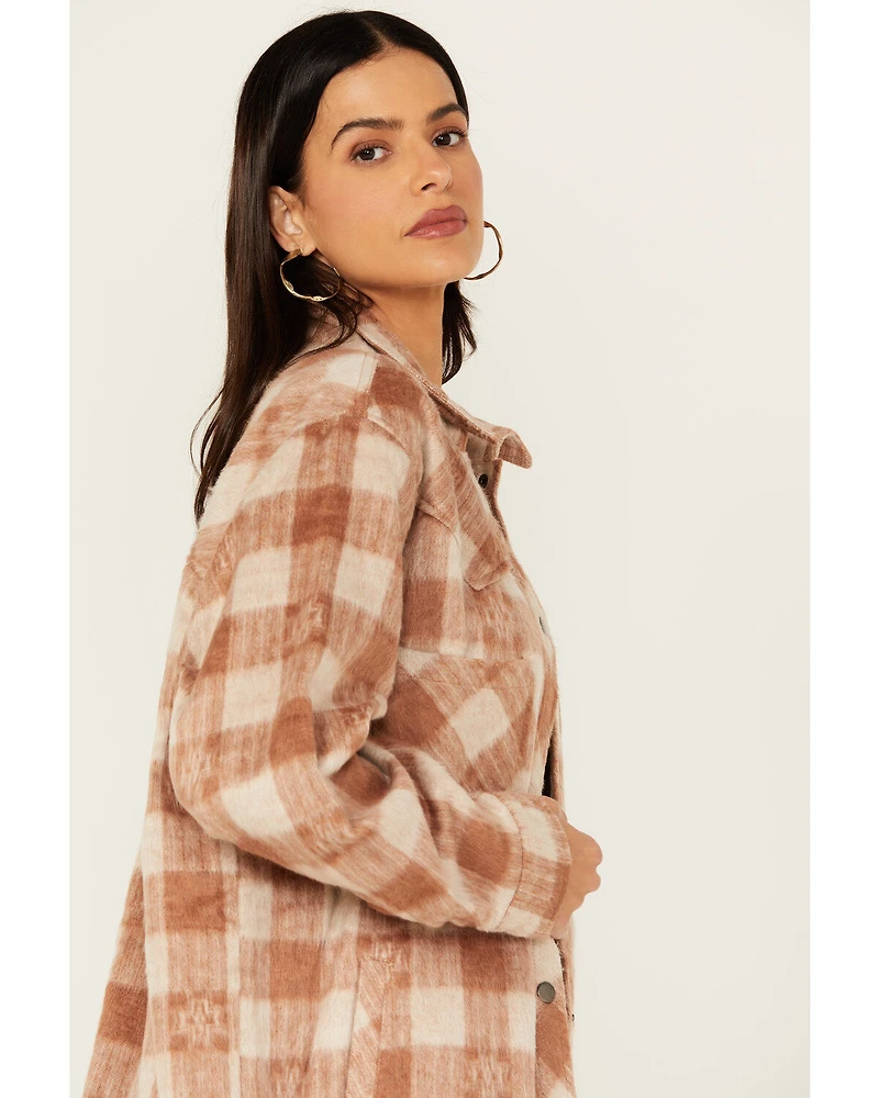 Rock & Roll Denim Women's Brushed Plaid Print Shacket