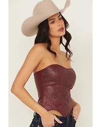 Fornia Women's Boot Barn Exclusive Rose Embossed Faux Leather Bustier