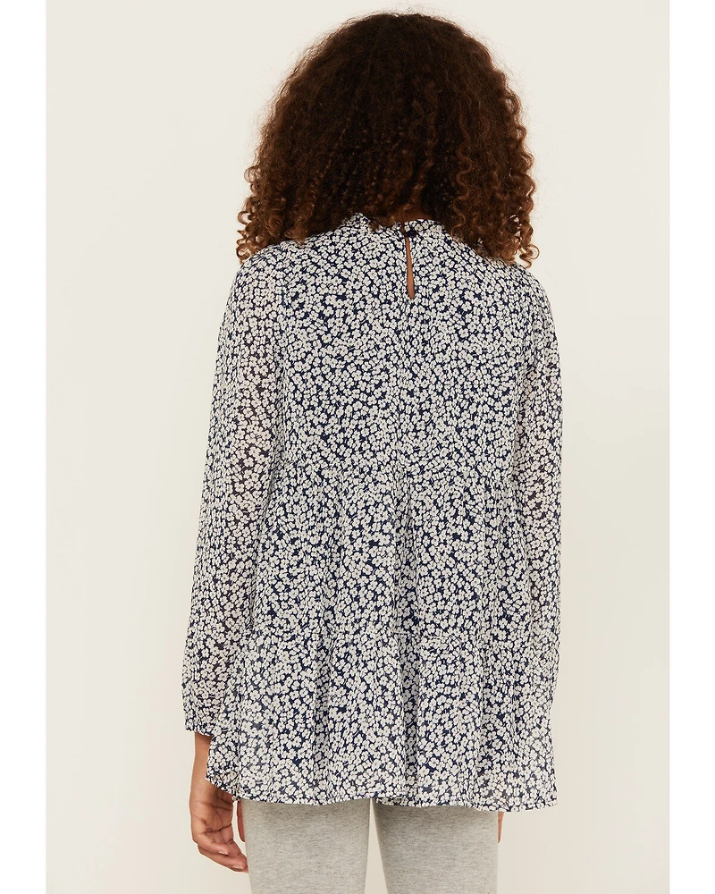 Hayden Girls' Ditsy Floral Long Sleeve Ruffle Top