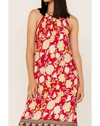 Band of the Free Women's Power Peace Floral Print Halter Midi Dress