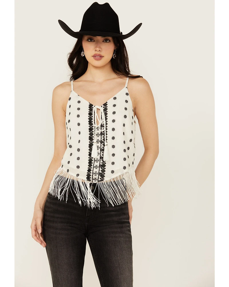 Idyllwind Women's Sunnett Embroidered Fringe Hanky Hem Tank