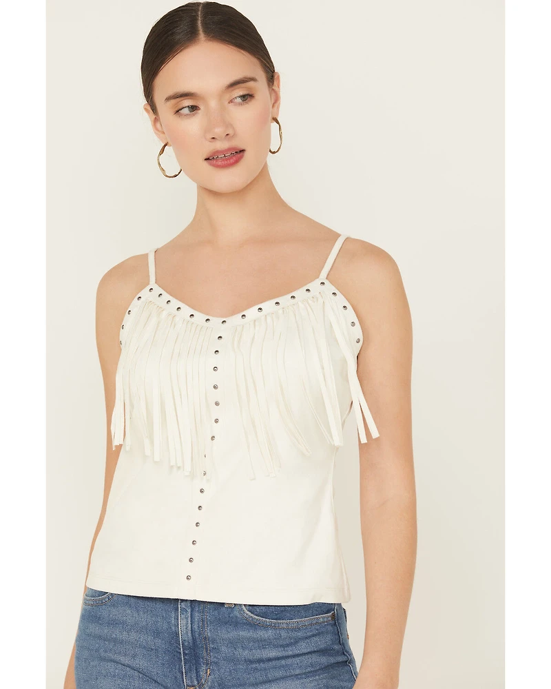 Idyllwind Women's Studded Fringe Faux Suede Tank Top