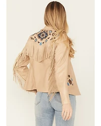 Shyanne Women's Embroidered Faux Leather Jacket