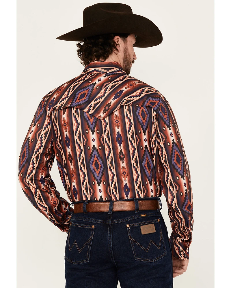 Rock & Roll Denim Men's Tek Southwestern Striped Long Sleeve Snap Western Shirt