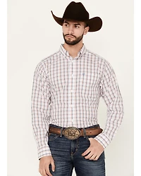 Ariat Men's Weston Windowpane Plaid Print Long Sleeve Button-Down Western Shirt