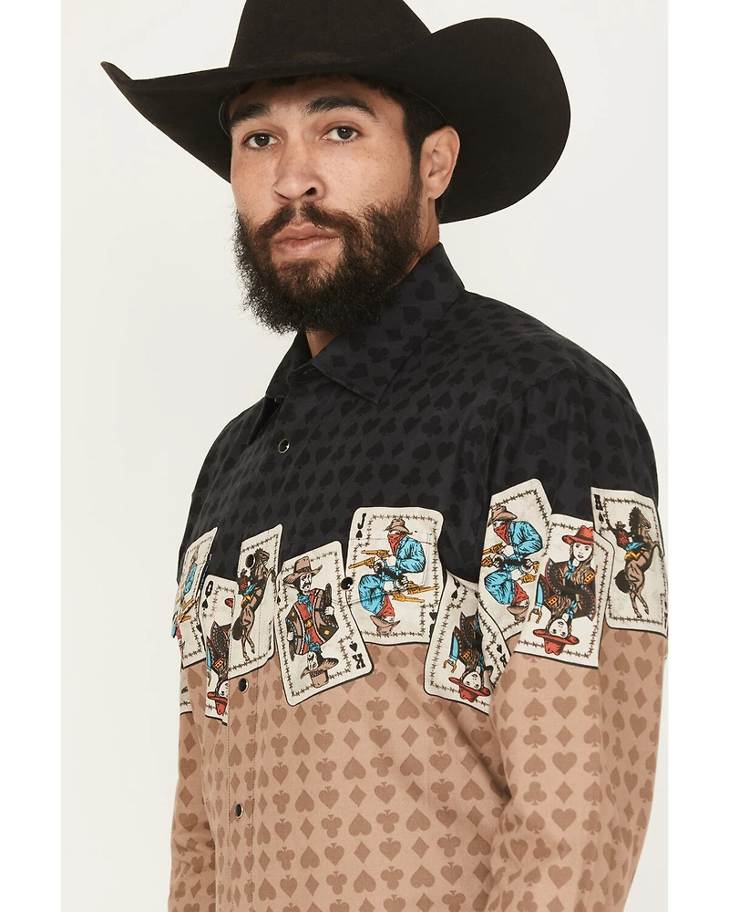 Panhandle Slim Men's Cards Border Long Sleeve Snap Western Shirt
