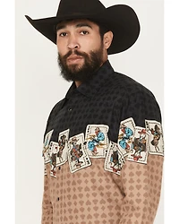 Panhandle Slim Men's Cards Border Long Sleeve Snap Western Shirt