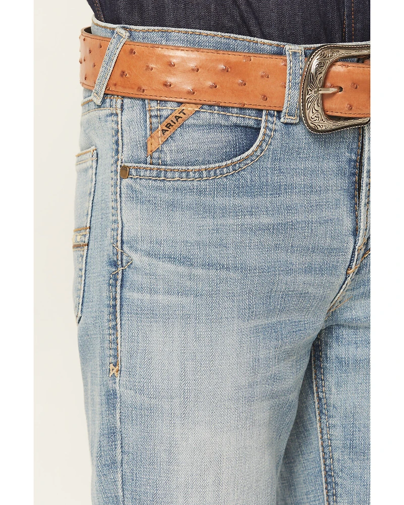 Ariat Boys' B4 Jones Light Wash Relaxed Bootcut Stretch Denim Jeans