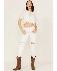 Z&L Women's Swiss Dot Costa Crop Top