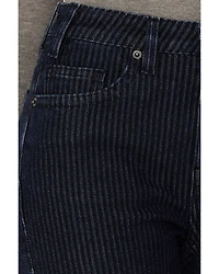 Rock & Roll Denim Women's Dark Wash High Rise Jacquard Striped Bootcut Stretch Jeans