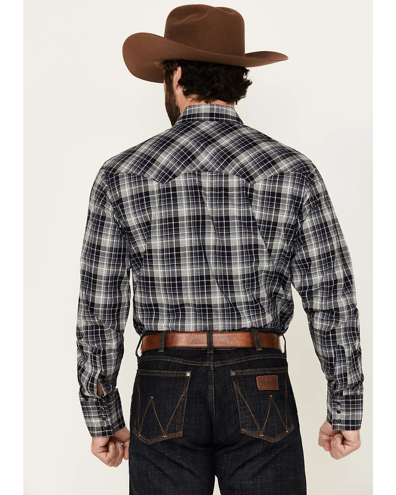 Wrangler Retro Men's Plaid Print Long Sleeve Snap Western Shirt