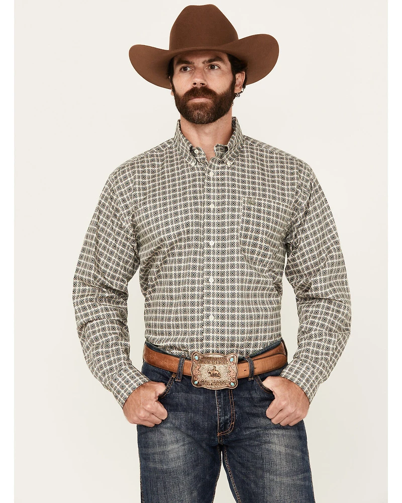 Cinch Men's Geo Print Long Sleeve Button-Down Western Shirt