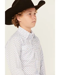 Wrangler Boys' 20x Geo Print Long Sleeve Snap Western Shirt