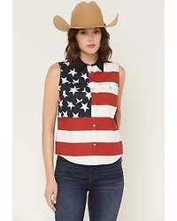 Shyanne Women's Americana Print Bubba Sleeveless Snap Western Shirt
