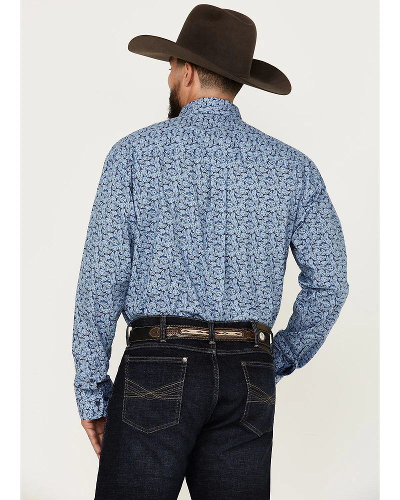 George Strait by Wrangler Men's Paisley Print Long Sleeve Button-Down Western Shirt