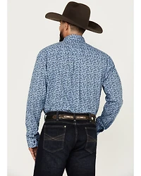 George Strait by Wrangler Men's Paisley Print Long Sleeve Button-Down Western Shirt
