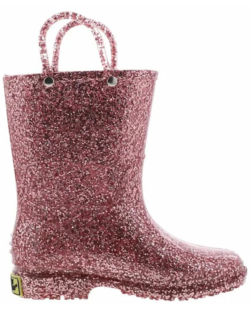 Western Chief Girls' Glitter PVC Rain Boots - Round Toe