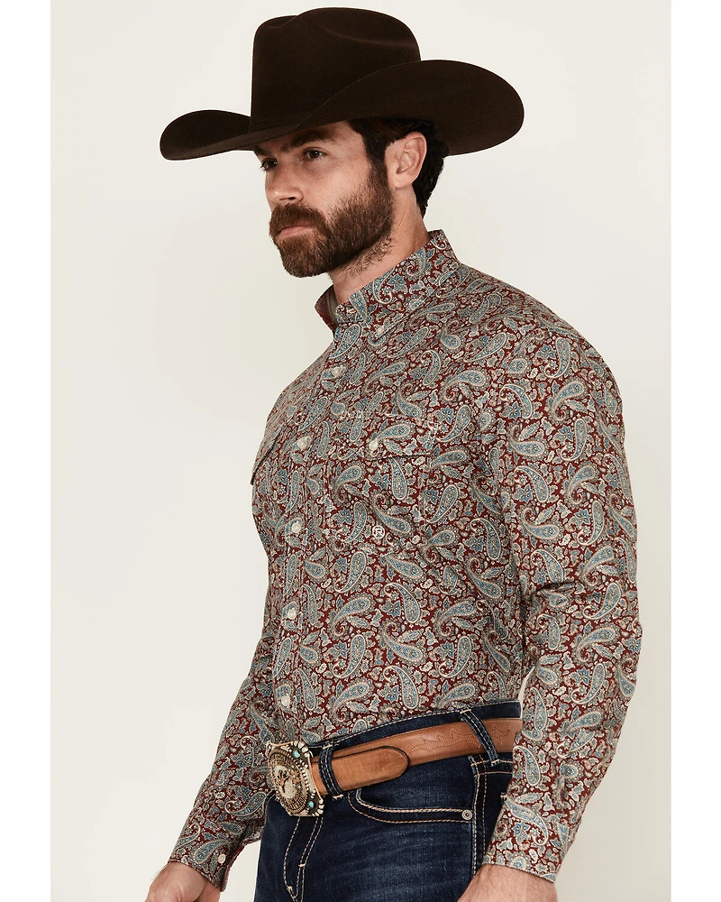 Roper Men's Amarillo Paisley Print Long Sleeve Button-Down Western Shirt