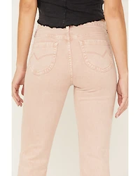 Cleo + Wolf Women's Distressed High Rise Straight Jeans