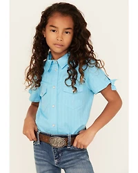 Shyanne Girls' Shadow Dobby Print Short Sleeve Snap Western Shirt
