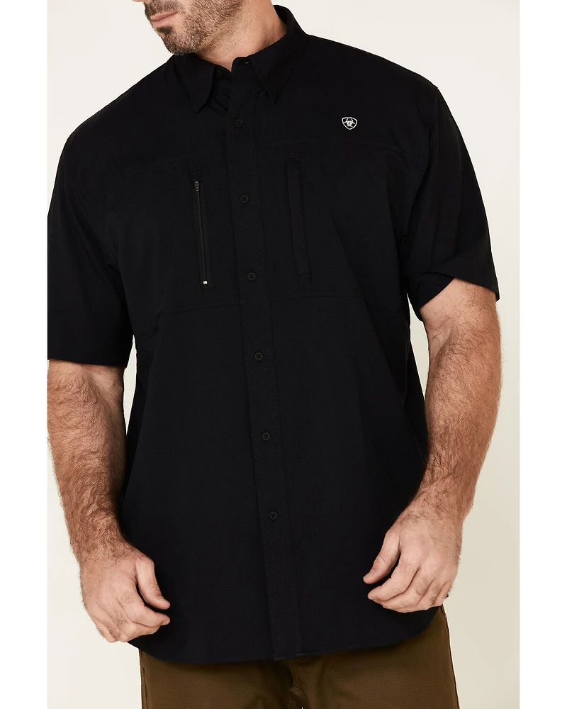 Ariat Men's Black Tek Solid Button Short Sleeve Western Shirt