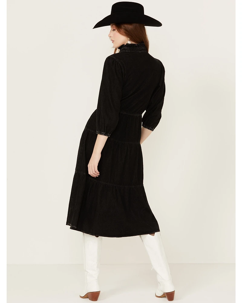 Driftwood Women's Long Sleeve Denim Midi Dress