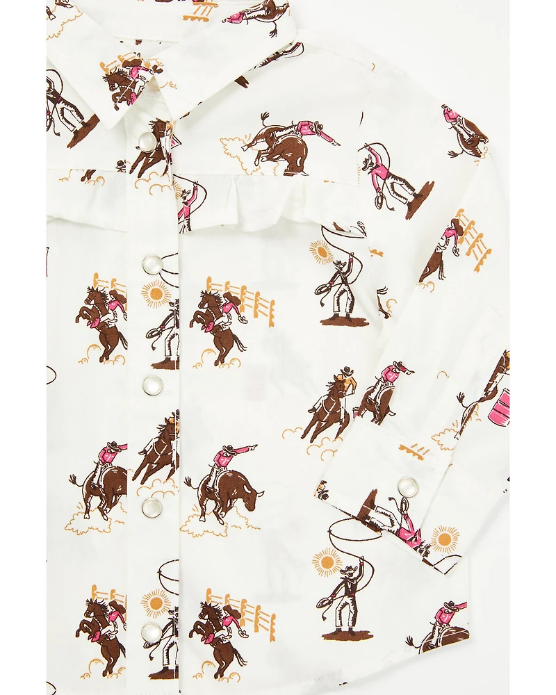 Wrangler Infant Girls' Rodeo Long Sleeve Snap Western Shirt