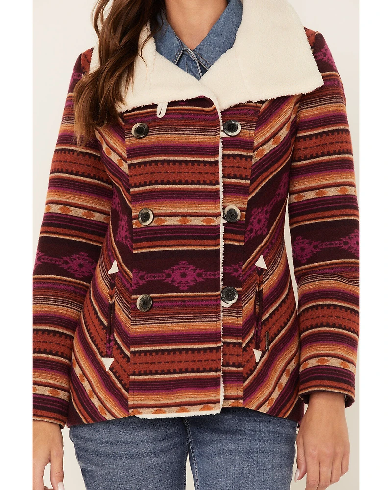Powder River Outfitters Women's Southwestern Print Jacquard Sherpa-Lined Coat