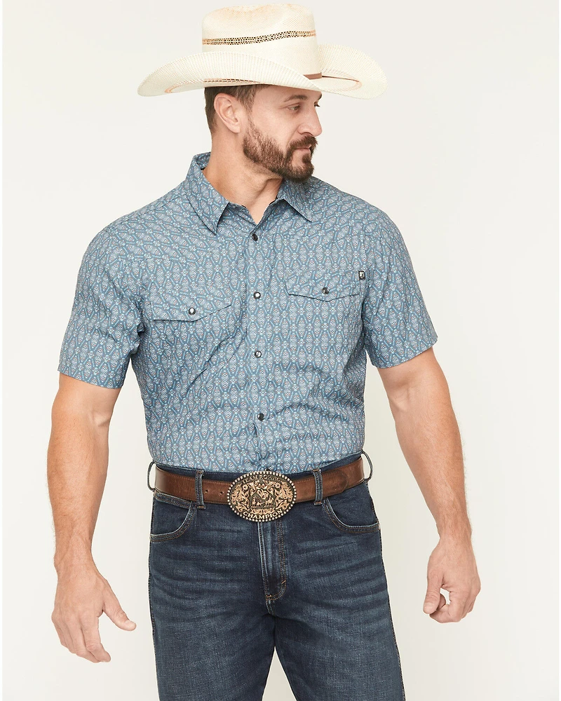 RANK 45® Men's River Rangers Southwestern Print Short Sleeve Snap Western Shirt