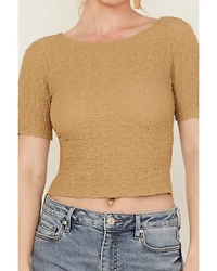 Sadie & Sage Women's Smocked Cropped Tee