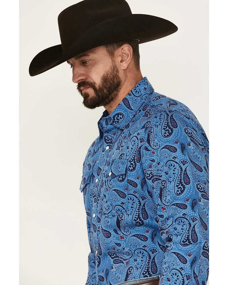 Wrangler Retro Men's Paisley Print Long Sleeve Snap Western Shirt - Tall