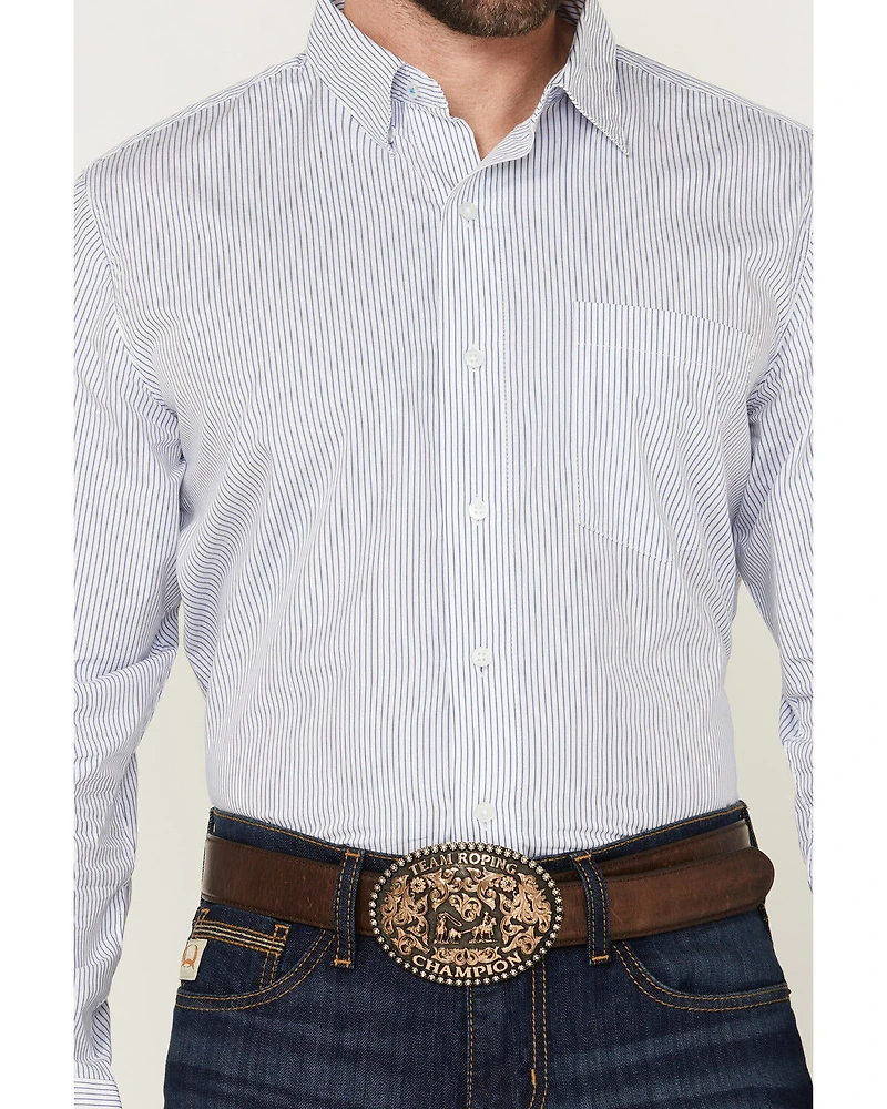 Wrangler x Cody Johnson Men's Striped Print Long Sleeve Button-Down Western Shirt - Tall