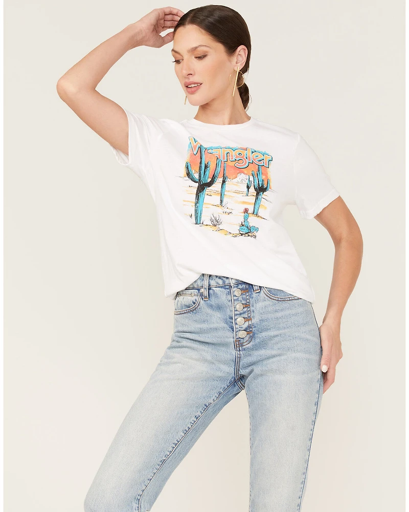 Wrangler Women's Boot Barn Exclusive Sunset Cactus Logo Graphic Tee