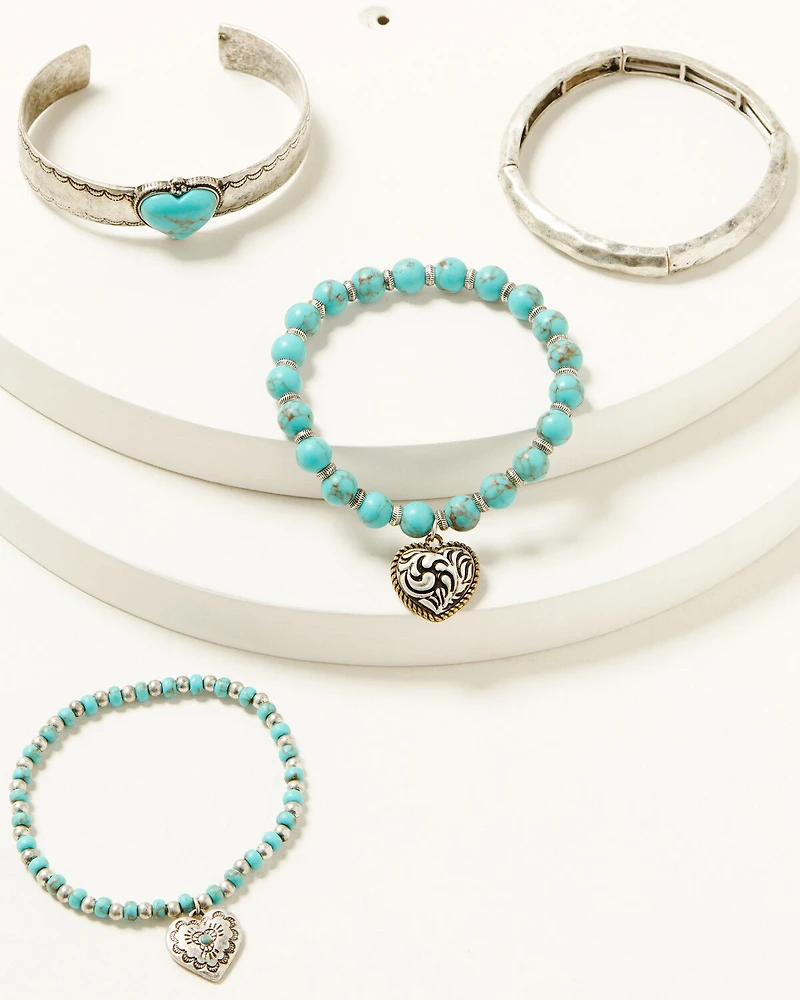 Shyanne Women's Rodeo Sunset Heart Charm Bracelet Set - 4 Piece
