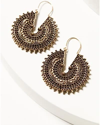 Shyanne Women's Summer Moon Antique Stamped Hoop Earrings
