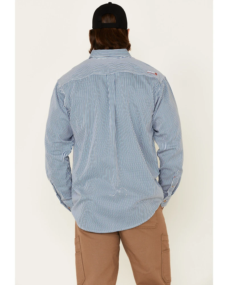 Ariat Men's FR Striped Long Sleeve Button-Down Work Shirt - Big